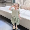 Clothing Sets Summer Girls Fashionable Personality Backless Short Sleeves Loose Cropped Pants Baby Kids Children Clothes Suit 230522