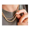 Chaînes Top Chain New Style Colliers M / 4Mm Fleurs Collier Plaqué Or Drop Delivery Bijoux Pendentifs Dhgarden Dhzcb