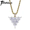 Necklaces TOPGRILLZ Inverted Triangle Pendant High Quality Copper Gold Color Plated Micro Pave Cubic Zirconia Hip Hop Charm Jewelry Gift