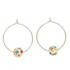 Boucles d'oreilles créoles Go2BoHo 2023 breloque en acier inoxydable 10mm fleur acrylique grandes perles anneau doré femmes bohème bijoux de mode