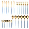 Geschirr-Sets 24-teiliges Set Schwarzgold Besteck 18/10 Edelstahl Löffel Gabel Messer Western Cutleri Silberwaren Geschirr Supplie