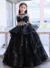 女の子のドレスSomenie Girls 'Luxury Party Children's Elegant Black Lace Princess Wedding with Piano Performance Dress G220523