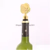 Bar Tools Metal Wine Stopper Tool Creative Rose Flower Shape Champagne Cork Wedding Guest Gift Crafts Gifts Box Packaging Drop Deliv Dh5Oc