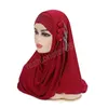 Catene di fiori Un pezzo Hijab Ramadan Islamico Arabo Musulmano Donna Ragazze Preghiera Turbante Scialli Copricapo