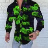 Chemises décontractées pour hommes Chemise pour hommes Motif floral Bleu Leprechaun Rose Haute Qualité Imprimé Feuille Revers Designer De Mode 2023 Style Top Tops