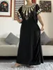 Ethnic Clothing 2023 Arrival African Embroidery Black Kaftan Soft Dress With Scarf Islam Women Muslim Long Lady Clothes Abaya