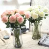 Dekorativa blommor Simulering Rose Blomma Silkduk Bröllop Bakgrund Dekoration Fack For Home Valentine's Gift Girls