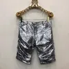 Shorts pour hommes haute élastique motif serpent léopard pantalon en cuir serré hommes plissé longueur au genou discothèque Bar fête Anti-brillant PU