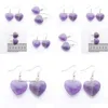 Dangle Chandelier Natural Amethyst Beads Stone Drop Earrings For Women Romantic Heart Shaped Pendant Hanging Earring Fashion Jewel Dh76H