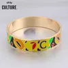 Bangle Indian 16mm Bredd Big Armband Vintage Goldcolor Designer Emamel Bangles For Women Trendy Party Jewelry