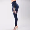 Jeans pour femmes mode femmes bouton brodé poche taille haute Denim pantalon Skinny Slim W317