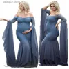 Vestidos de maternidade vestido de maternidade para sessão de fotos Maxi Maternity vestido de mangas compridas costura de renda Funcy Women Maternity Photography Props T230523