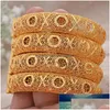 Bangle 4st/Set Women Armband Middle East Arab Dubai Bangles African 24K Gold Color Bride Jewelery Party Gift Factory Pri Dhgarden Dhzka