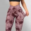 Kvinnors leggings skjuter upp sport kvinnor sömlös hög midja mager stretch kvinna legging tie-dye casual byxor femme gymträning byxor