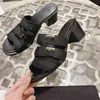 Damen-Sandalen aus Lammfell mit klobigen Absätzen, 5,5 cm, Slingbacks, Hausschuhe, niedrige Absätze, Abendschuhe, Retro-schwarze Slides, klassische Damen-Outdoo-Freizeit mit Staubbeuteln als Geschenk, Pantoletten