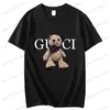 Мужские футболки 2023 Новый роскошный медведь для мужской спортивной высококачественной летней футболка 100% хлопковая печатная рубашка с вареньем.