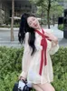 Sıradan Elbiseler Fransız Moda Tatlı Kız Şifon Ruffles Peri Mini Elbise 2023 Yaz 2 Parçası Lininglong Sleeve Şeffaf Bir Çizgi