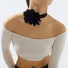 Overdreven Goth Big Rose Flower Korte Choker ketting voor vrouwen Wed Bruidal sleutelbeenketen Y2K Accessoires Neck sieraden