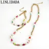 Necklaces 5Pcs New Rainbow Beads and Shell Boho Jewelry Gold Bead Chain Necklace Bracelet Set for Women Wedding Gift