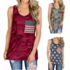 Women's Tanks Women American Flag Print Shirts Off Shoulder Crew Neck Sleeveless Stars Stripes Tank Tops Loose Fit H Shape Streetwear