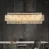 Lampadari Lampadario di cristallo di lusso Illuminazione rettangolare per la decorazione domestica Sala da pranzo Lustro regolabile Lampada a sospensione a led Apparecchio per interni