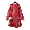 Roupas de roupa étnica Tang de tang de inverno menina espessada jaqueta de estilo chinês doce melhorado Cheongsam Red Coat