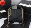 2023 Nieuwe 10A Damestas Luxe Handtas Schoudertas Merk LOULOU Y-Vormige Designer Naad Leer Dames Metalen Ketting Zwart Clamshell Messenger Bag Niche hoog gevoel