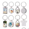 Keychains Lanyards DIY Blank SubliMation Keychain Pendant Heat Transfer Metal Car Key Chain Gift Keyring Drop Delivery Fashion ACCE DHZRC