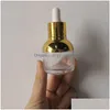 Verpakkingsflessen 30 ml glas druppelaar fles goud sier essentiële olie draagbare lege cosmetische drop levering kantoor schoolbedrijf indust dhxu222