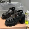 Zomerplatform Sandalen vrouw rond teen vierkant hakken schoenen dames jelly schoenen dikke sandalen dames sandalias mujer x230523