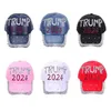 Ballkappen 9 Stile 2024 Trump Diamond Baseball Cap Verstellbare Denim Sonnenhut Sport Lässige Baumwolle Drop Lieferung Modeaccessoires H Dhgit