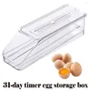 Storage Bottles Egg Box Rolling Transparent Multi-layer Holder Stacking Drawer Type Timer Slots Tray Refrigerator Organizer