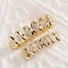 Hip Hop Gold Iced Crystal Cross -tanden Hiphop Jewelry Gold Tands Grillz Rhinestone Topbottom grills Set glanzende tand