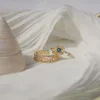 Anelli a grappolo Gioielli delicati Placcato in oro 14 carati Cristallo regolabile geometrico trafitto per fidanzamento con zirconi cubici da donna