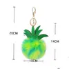 Porte-clés Longes En Cuir Pu Fruits Stberry Pastèque En Peluche Porte-clés Pendentif Sac Porte-clés Décoratif Accessoires De Mode Porte-clés Dhjdt