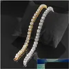 Chain Fashion Gold Sier Color Iced Out Bracelet Men Hip Hop Jewelry Uni Women Bling Rhinestones Crystal Gift Factory Price E Dhgarden Dhegv