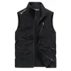 Hommes Gilets Automne Hiver Hommes Veste Sans Manches Polaire Cardigan Militaire Tactique Gilet Fermeture Éclair Chaleur Sports De Plein Air Manteaux Broderie