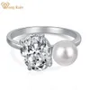 Rings Wong Rain 100% 925 Sterling Silver Oval Created Moissanite Pearl Gemstone Ring For Women Fine Jewelry Wedding Engagement Rings
