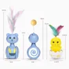 Toys Cat Cat Interactive Feather Toys Pet Bumbler Funny Toy Interactive Cats Toys Cat Rolling Teaser Feather Wand Toys Rotating Ball G230520