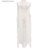 Maternity Dresses Maternity Photography Sexy Hollow Hole Sleeveless Dress Vintage Boho Pregnancy Dress Slits See-through Hot Slim Dress For Photo T230523