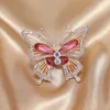 Pins брошет женский классический винтажный винтажный хрустальная бабочка брошь модные элегантные металлические ювелирные украшения для женского знака