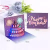 Cartões de felicitações Luz de aniversário e Mucis Cake Happy Card 3d Pop -up Presente para homens homens filhos marido esposa Mã