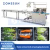 Máquina automática de envasado de flujo horizontal ZONESUN, envasado de productos frescos, verduras, conservación de la frescura de los alimentos, ZS-HY680