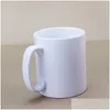 Mugs 11Oz Sublimation Blank Ceramic Mug Diy Handle Coffee Cup Solid Color Heat Transfer Household Personalized Water Cups Creativity Dhi1M