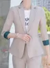 Kvinnors tvåbitar byxor kvinnor eleganta byxor passar mode casual affärs blazer stycken set femme koreanska arbetskläder kläder formella byxor