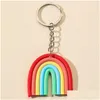 Keychains Lanyards Rainbow Keychain Cartoon Bag Decoration Pendant Keyring 3 Colors Drop Delivery Fashion Accessories Dh41S