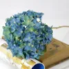 Dekorativa blommor faux blommor stjälkar 1 st mörkblå hortensior konstgjord bukett dekoration brud teal hortensia