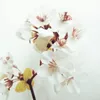 Fleurs décoratives 39 pouces branches de fleurs de cerisier artificielles tiges arrangements hauts en soie pour mariage à domicile (paquet de 3 cerises)