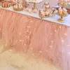 Andra evenemangsfestleveranser 22 m lång fluffig tutu GASE Bord kjol mesh födelsedagsfest dessert bröllopsskyltning kring bordduk deco 230522