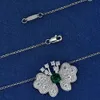 Butterfly Emerald Diamond Pendant 100% Real 925 Sterling Silver Party Wedding Pendants Halsband för kvinnors engagemangsmycken